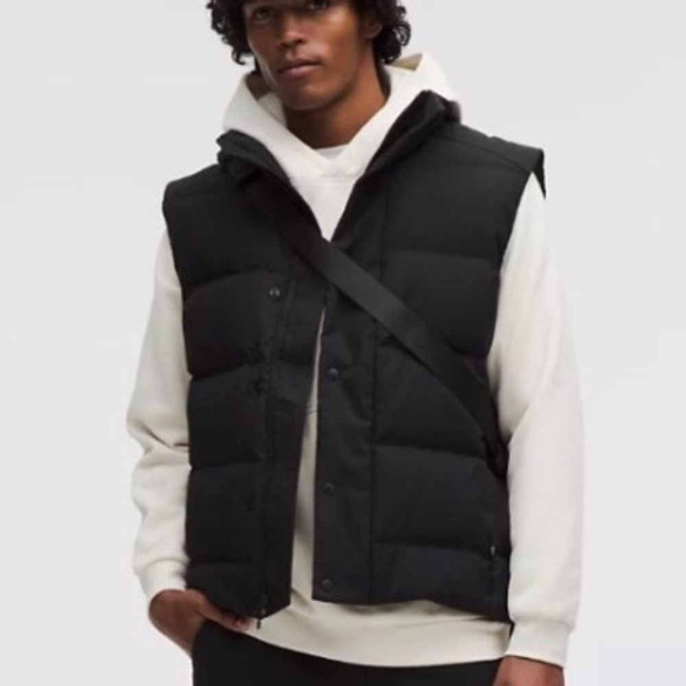Lululemon XL Wunder Puff 600 Goose Down Filled Vest Tech Canvas NWT Black Mens
